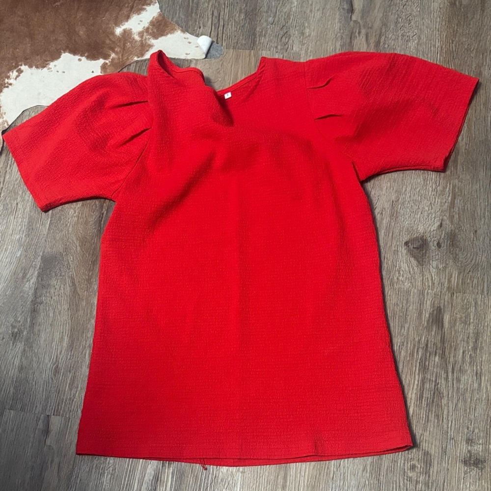 Vibrant Red Short Sleeve Top